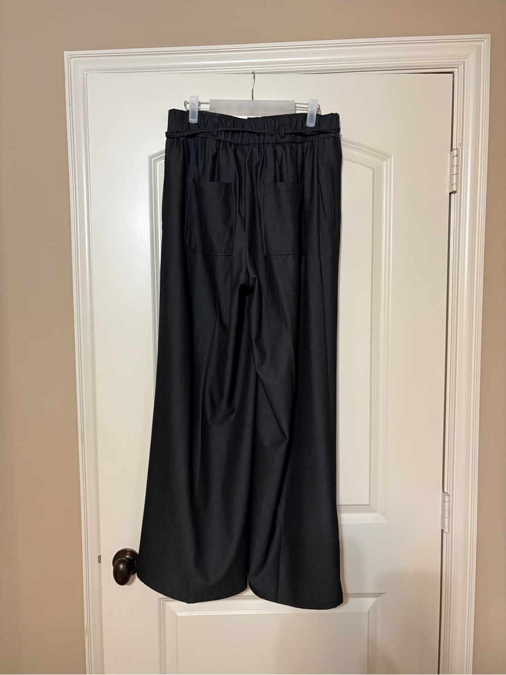 Entro Trouser Wide Leg Elastic Waist Pants - dark Denim color